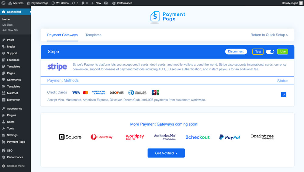 Connect your Payment Gateway