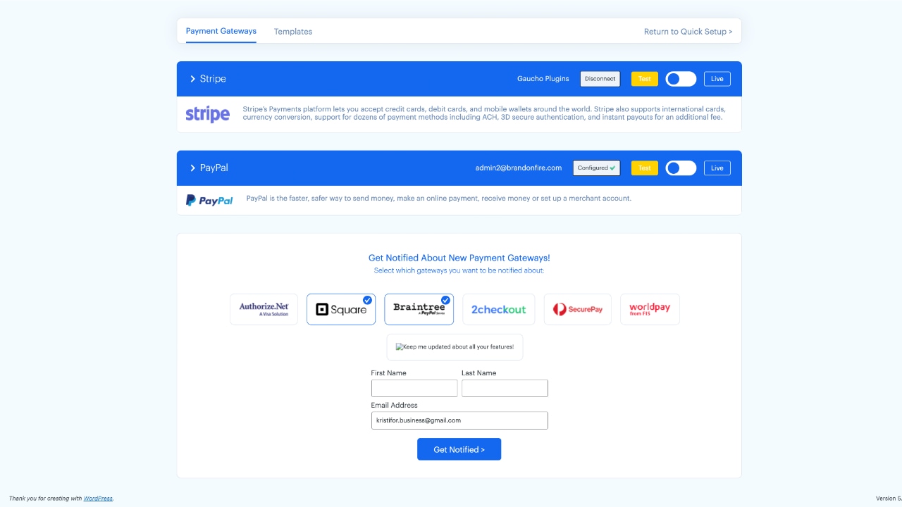 Payment Page Setup Process