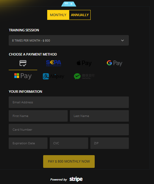 Accept Stripe payments through customizable payment forms.